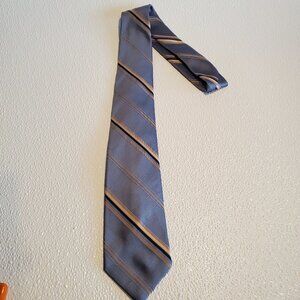 Burlington Collection Mens Blue & Gold Striped Silk Tie